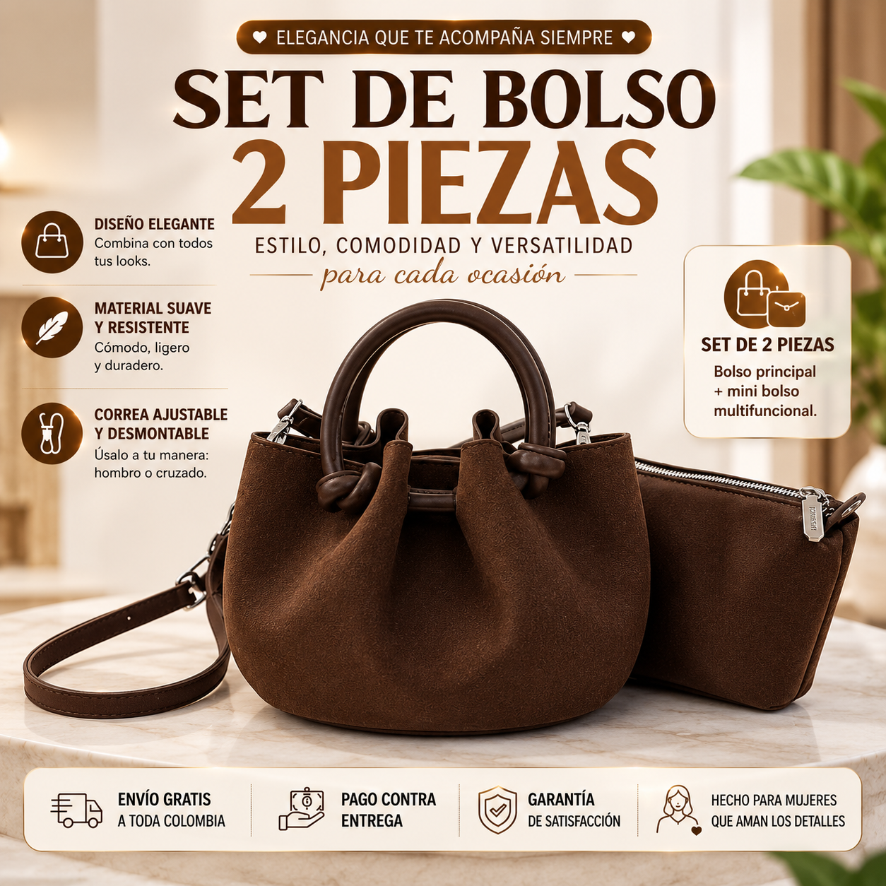 Bolso de cesta conjunto de 2 piezas